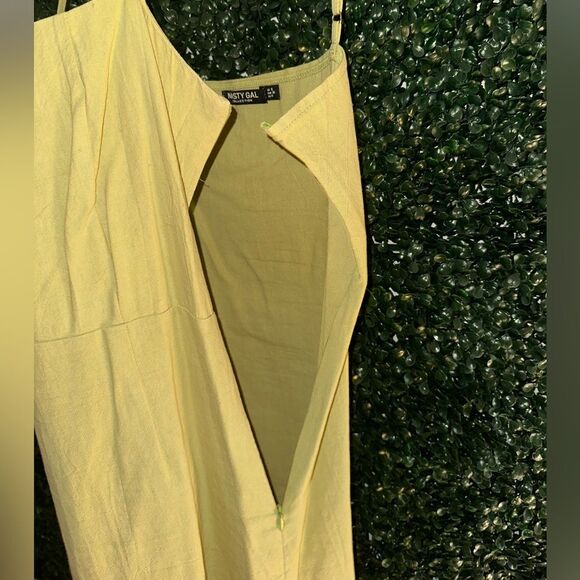 NastyGal Green Square Neck Linen Cami Dress - Spring - Size 4 - Picture 6 of 6